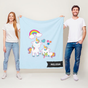 Cute White Unicorns Magical Moeder & Baby Fleece Deken