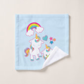Cute White Unicorns Magical Moeder & Baby Pattern Bad Handdoek (Wasdoekje)