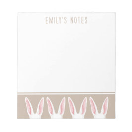 Cute White Watercolor Bunny Ears On Beige Easter Notitieblok