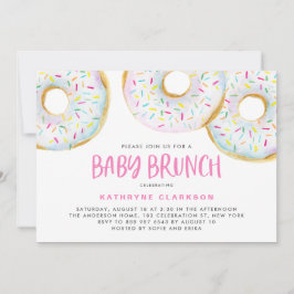 Cute White Waterverf Donuts Baby shower Brunch Kaart