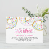 Cute White Waterverf Donuts Baby shower Brunch Kaart (Staand voorkant)
