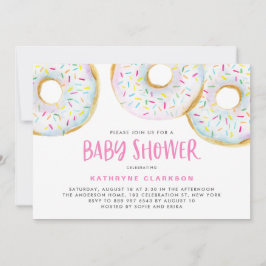 Cute White Waterverf Donuts Girl Baby shower Kaart