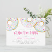 Cute White Waterverf Donuts Gradution Party Kaart (Staand voorkant)