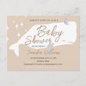 Cute White Whale Baby shower Beige Invitation Briefkaart (Voorkant)