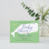 Cute White Whale Baby shower Invitation Briefkaart (Staand voorkant)