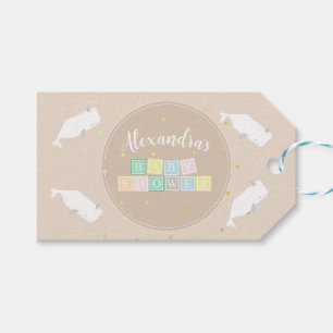 Cute White Whale Baby shower Neutral Beige Cadeaulabel
