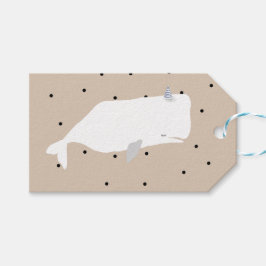 Cute White Whale Baby shower Neutral Beige Cadeaulabel