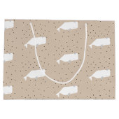 Cute White Whale Baby shower Neutral Beige Groot Cadeauzakje (Achterkant)