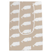 Cute White Whale Baby shower Neutral Beige Medium Cadeauzakje (Achterkant)