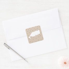 Cute White Whale Baby shower Neutral Beige Vierkante Sticker