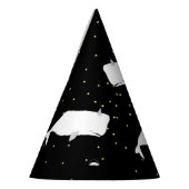 Cute White Whale Gold Stippen Black Feesthoedjes (Links)