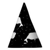 Cute White Whale Gold Stippen Black Feesthoedjes (Rechts)