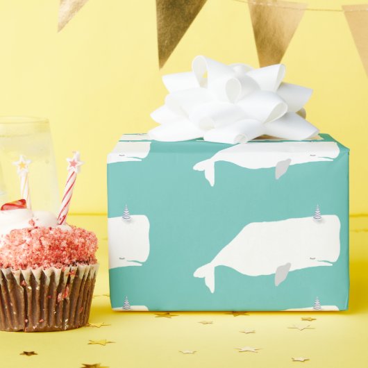 Cute White Whale Zee Ocean Cadeaupapier (Verjaardagsfeest)