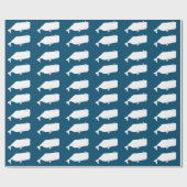 Cute White Whale Zee Ocean Navy Blue Cadeaupapier (Vlak)