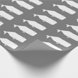 Cute White Whale Zee Ocean Neutral Grey Cadeaupapier