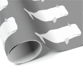 Cute White Whale Zee Ocean Neutral Grey Cadeaupapier (Rol Hoek)