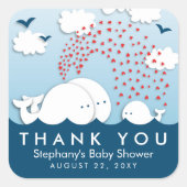 Cute White Whales Couple Baby Bedankt Stickers (Voorkant)