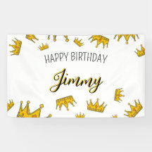 Cute White & Yellow Crown Photo Kid's Birthday