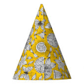Cute white yellow floral abstract design feesthoedjes (Achterkant)