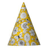 Cute white yellow floral abstract design feesthoedjes (Voorkant)