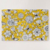 Cute white yellow floral abstract design legpuzzel (Horizontaal)