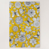 Cute white yellow floral abstract design legpuzzel (Verticaal)