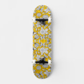 Cute white yellow floral abstract design persoonlijk skateboard (Voorkant)