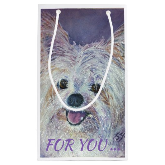 CUTE WHITE YORKIE MIX KLEIN CADEAUZAKJE (Achterkant)