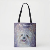 CUTE WHITE YORKIE MIX TOTE BAG (Voorkant)