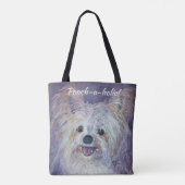 CUTE WHITE YORKIE MIX TOTE BAG (Achterkant)