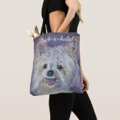 CUTE WHITE YORKIE MIX TOTE BAG (Dichtbij)