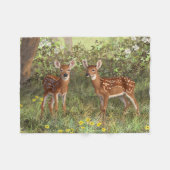 Cute Whitetail Deer Twin Fawns Fleece Deken (Voorkant (Horizontaal))