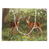 Cute Whitetail Deer Twin Fawns Groot Cadeauzakje (Achterkant)