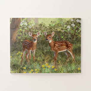 Cute Whitetail Deer Twin Fawns Legpuzzel