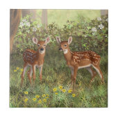 Cute Whitetail Deer Twin Fawns Tegeltje (Voorkant)