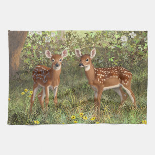 Cute Whitetail Deer Twin Fawns Theedoek