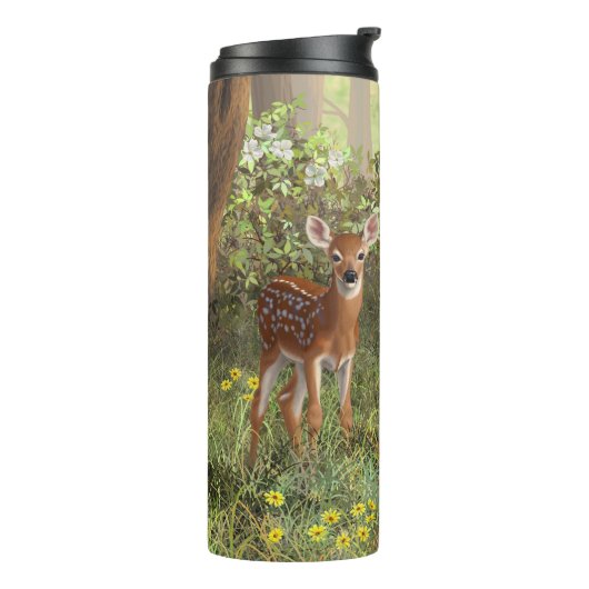 Cute Whitetail Deer Twin Fawns Thermosbeker (Gedraaid links)