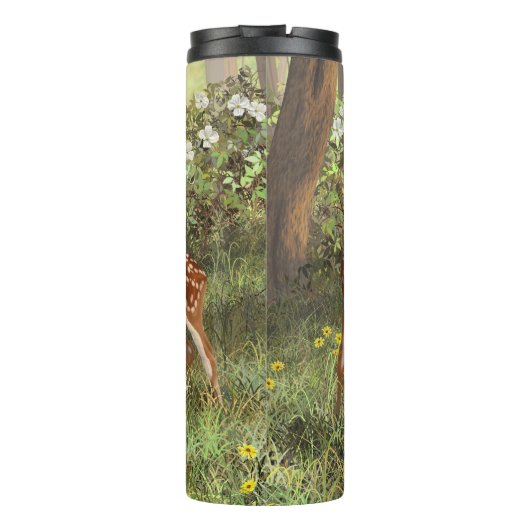 Cute Whitetail Deer Twin Fawns Thermosbeker (Achterkant)