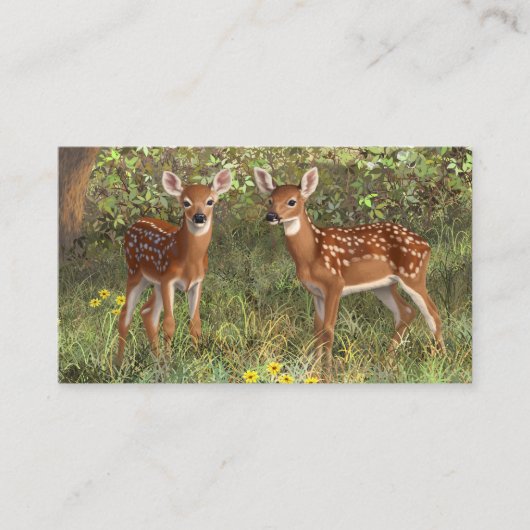 Cute Whitetail Deer Twin Fawns Visitekaartje (Voorkant)