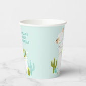 Cute Whole Llama Fun Aqua 1st Birthday Paper Papieren Bekers (Links)