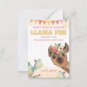 Cute Whole Llama Fun Birthday Dank u Notitiekaartje