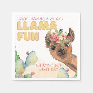 Cute Whole Llama Fun Birthday Party Paper Servet