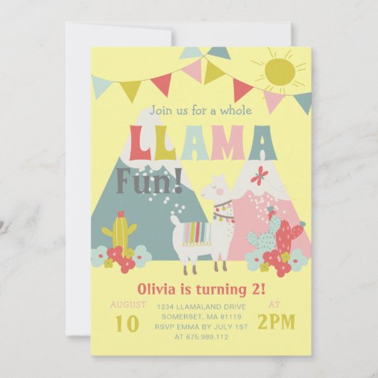 Cute Whole Llama Fun Kids Birthday Thema Kaart (Voorkant)