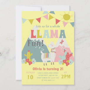 Cute Whole Llama Fun Kids Birthday Thema Kaart