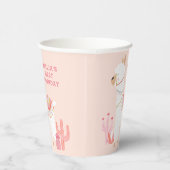 Cute Whole Llama Fun Pink 1st Birthday Party Papieren Bekers (Rechts)