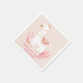 Cute Whole Llama Fun Pink 1st Birthday Party Servet (Hoek)