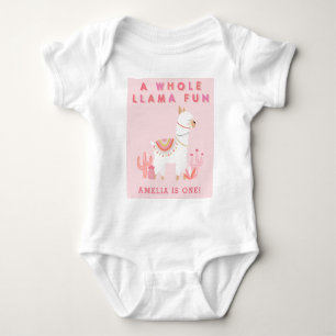 Cute Whole Llama Fun Roze 1e Verjaardag Romper