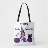 Cute Wicious Wandering Witch Personalized Hallowee Tote Bag (Voorkant)