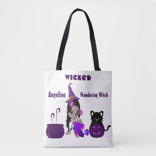 Cute Wicious Wandering Witch Personalized Hallowee Tote Bag (Voorkant)