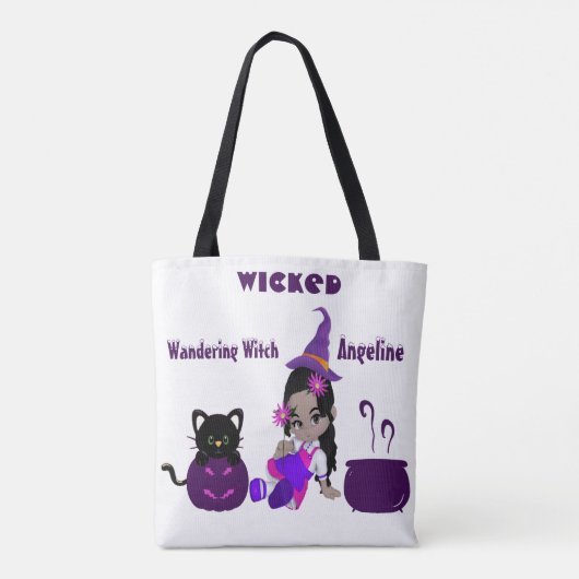 Cute Wicious Wandering Witch Personalized Hallowee Tote Bag (Achterkant)